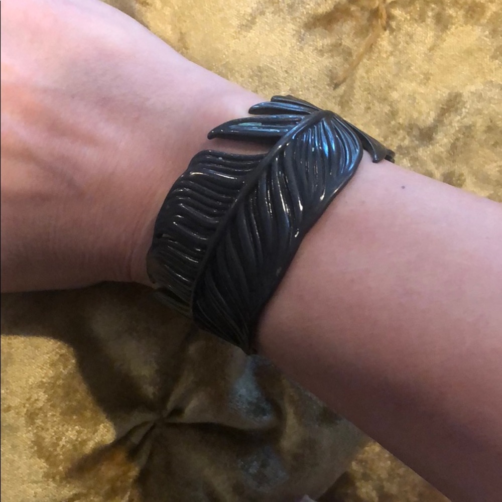 Coach black feather  cuff bracelet